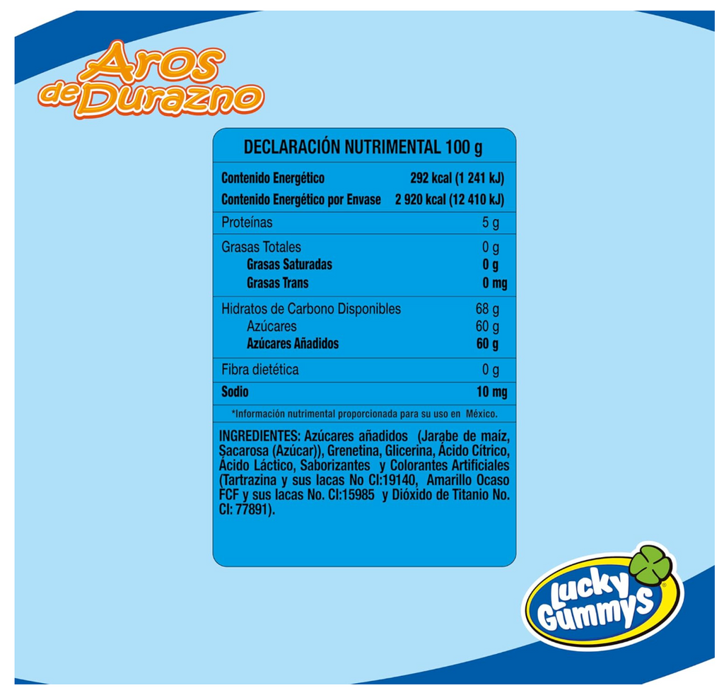 Aros de Durazno 1 kg Lucky Gummies